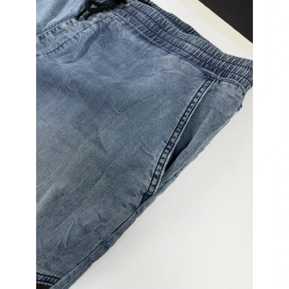 True Religion Jogger Pants Men's Approx 40 Blue Denim Contrast Panel Drawstring - Picture 6 of 16